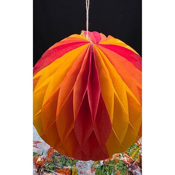 Vintage Honey Comb Hanging Decor Orange and Red Fall Autum Decor - Picture 3 of 6